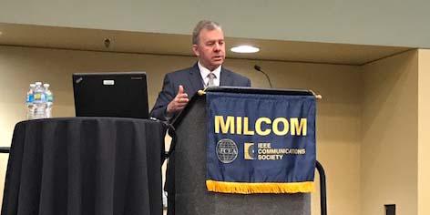 Robert Tarleton, director, MILSATCOM Systems Directorate, Space and Missile Systems Center, Air Force Space Command, speaks at MILCOM 2017.