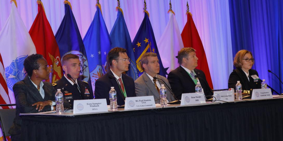Panelists at TechNet Cyber discuss the cyber workforce and the need for continuous education. Phoot by Michael Carpenter