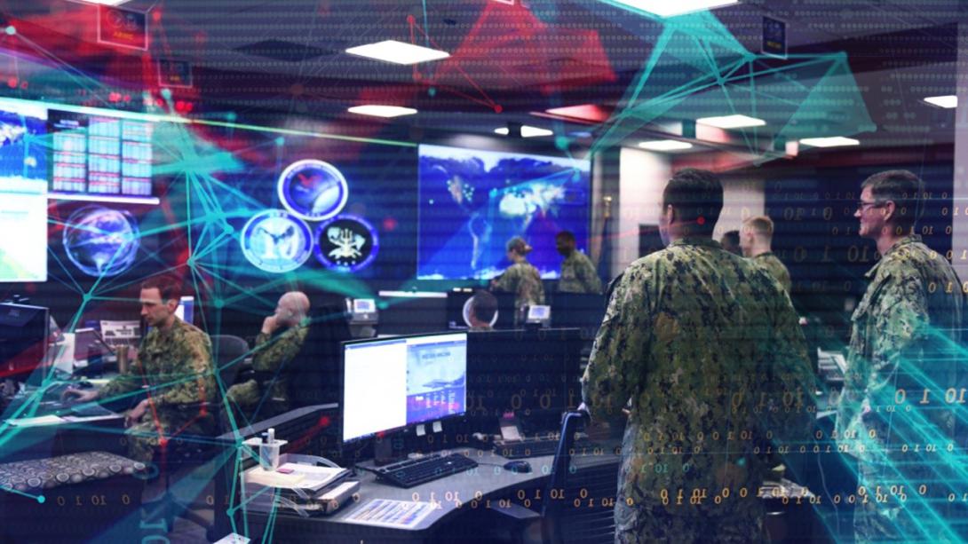 U.S. Navy cyberspace defenders monitor and protect data and networks from the U.S. Fleet Cyber Command/U.S. 10th Fleet watch floor. Credit: Graphic by Petty Officer 2nd Class William Sykes