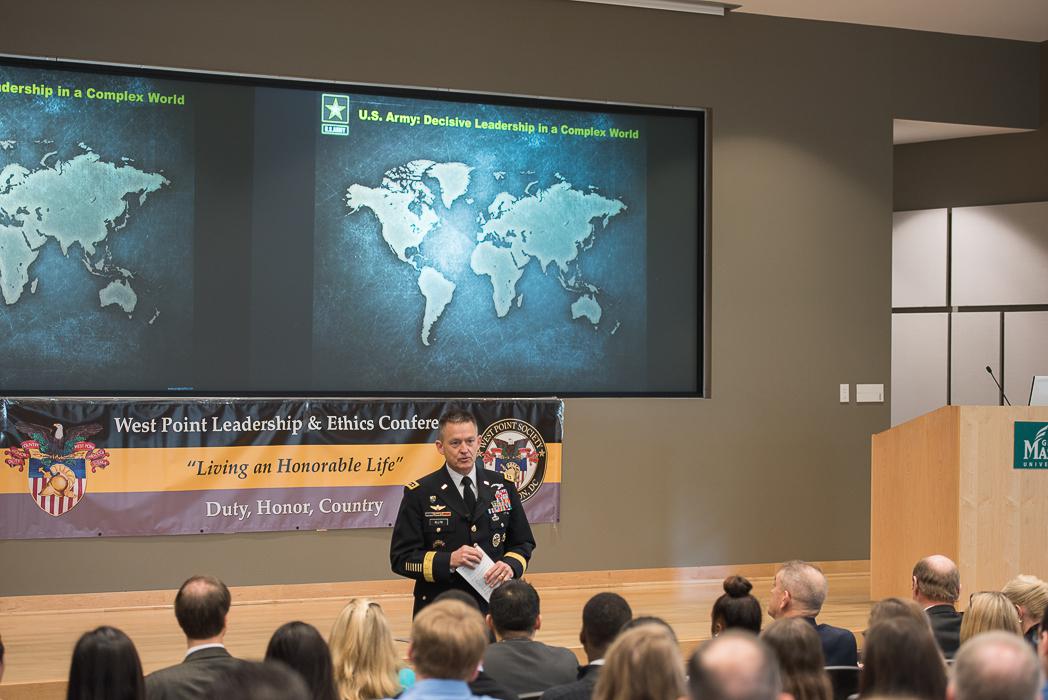 Gen. Daniel Allyn, USA, vice chief of staff of the U.S. Army, delivers the keynote address during WPLEC 2016, held in March at George Mason University's Arlington, Virginia, campus.