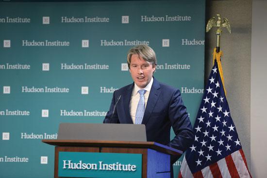 U.S. State Department chief cyber policy official Rob Strayer acknowledged to the Hudson Institute last year that U.S. firms’ participation in 5G standards setting had been chilled. Credit: Hudson Institute​