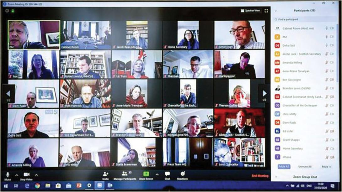 The UK cabinet holds a meeting using Zoom. Photo courtesy of 10 Downing St.