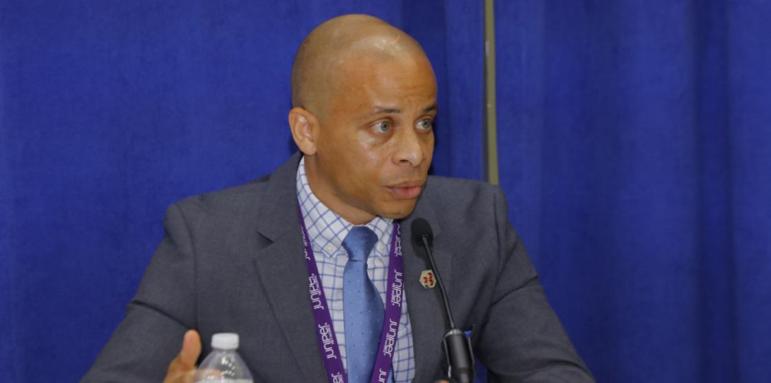 Exavier Watson, senior solutions architect and capture manager, DMI, discusses STEM during a DCOS panel.