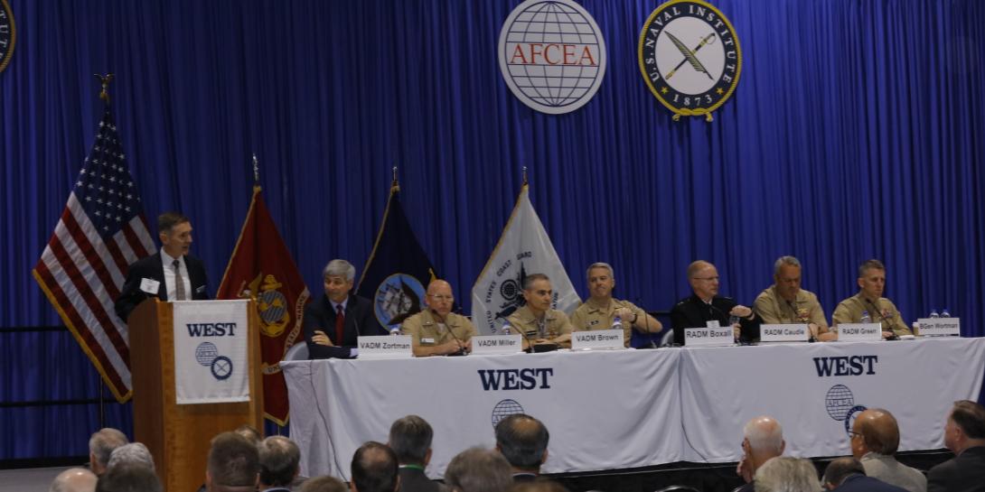 Panelists at West 2019 discuss preparing sailors for the horrors of war. Photo by Michael Carpenter
