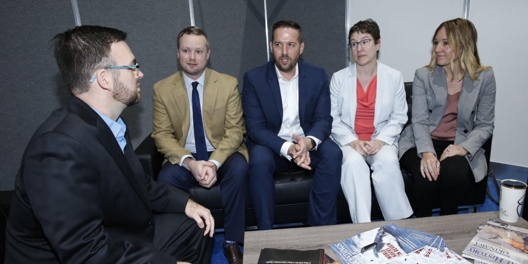 Individuals from industry and government share their expertise on building high performing teams at AFCEA West: (l-r) Brandon J. Lester; J. Michael Whelan; Joe Rohner; Cayley Rice, Ph.D.; and Stephanie D. Tharp. Photo by Michael Carpenter