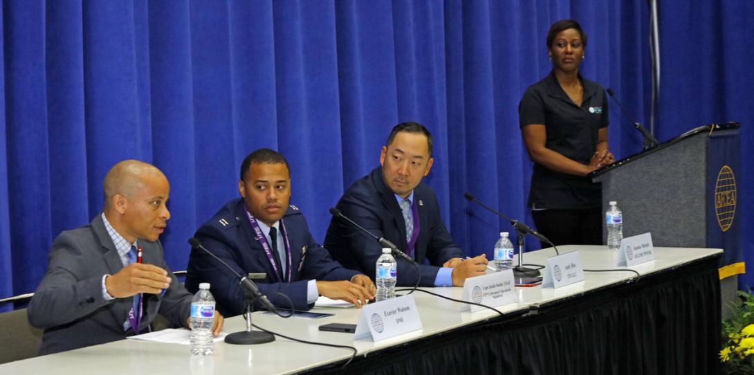 Panelists discuss STEM education and training cyber warfighters during a panel at the Defensive Cyber Operations Symposium.