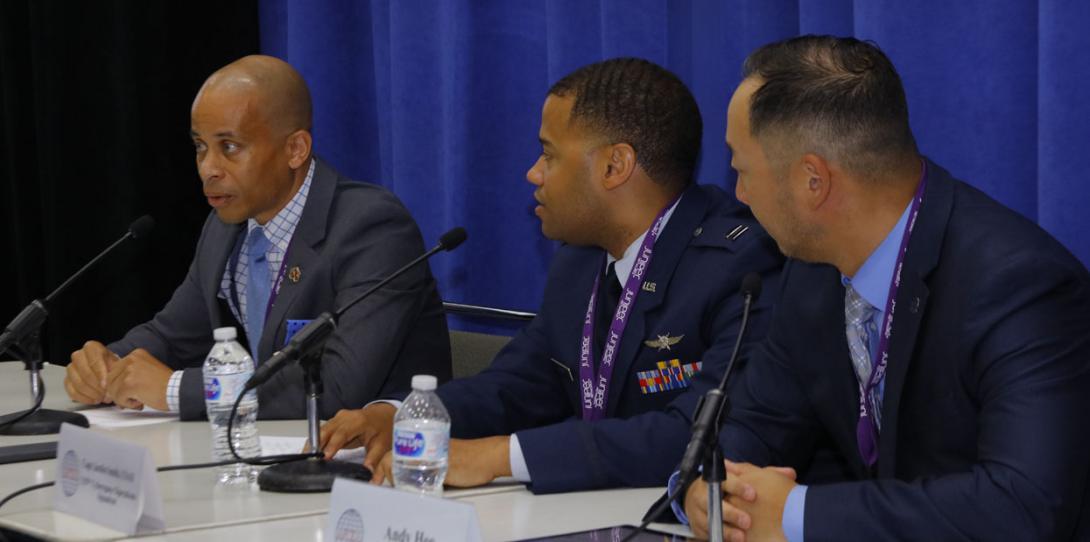 Panelists discuss STEM education and training cyber warfighters during a panel at the Defensive Cyber Operations Symposium.