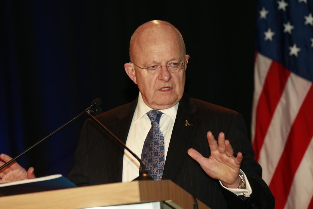 James R. Clapper, director of national intelligence, gives the opening plenary address at the AFCEA/INSA Intelligence and National Security Summit 2014.