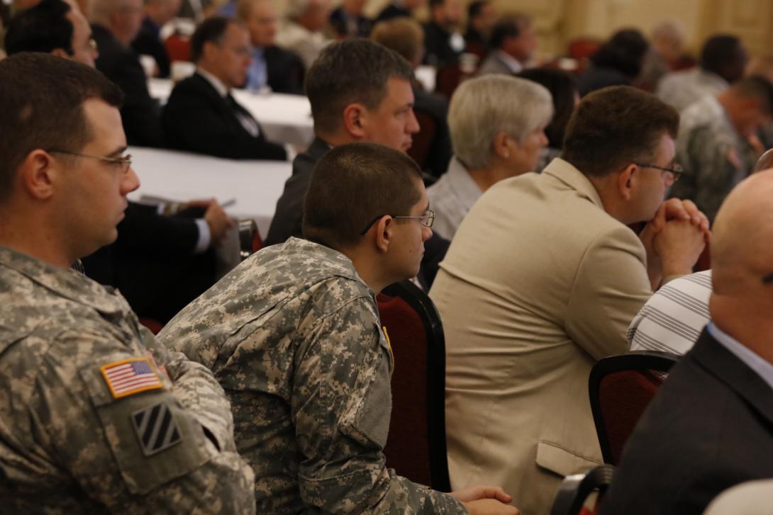 Attendees listen to keynote addresses during the third annual AFCEA International TechNet Augusta conference, which wraps up Thursday. Photo by Mike Carptenter