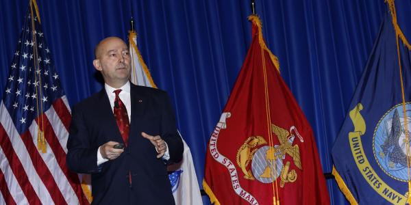 Adm. James G. Stavridis, USN (Ret.), dean of The Fletcher School of Law and Diplomacy and former supreme allied commander Europe (SACEUR), describes the global threat picture to attendees at the opening keynote address in West 2016.