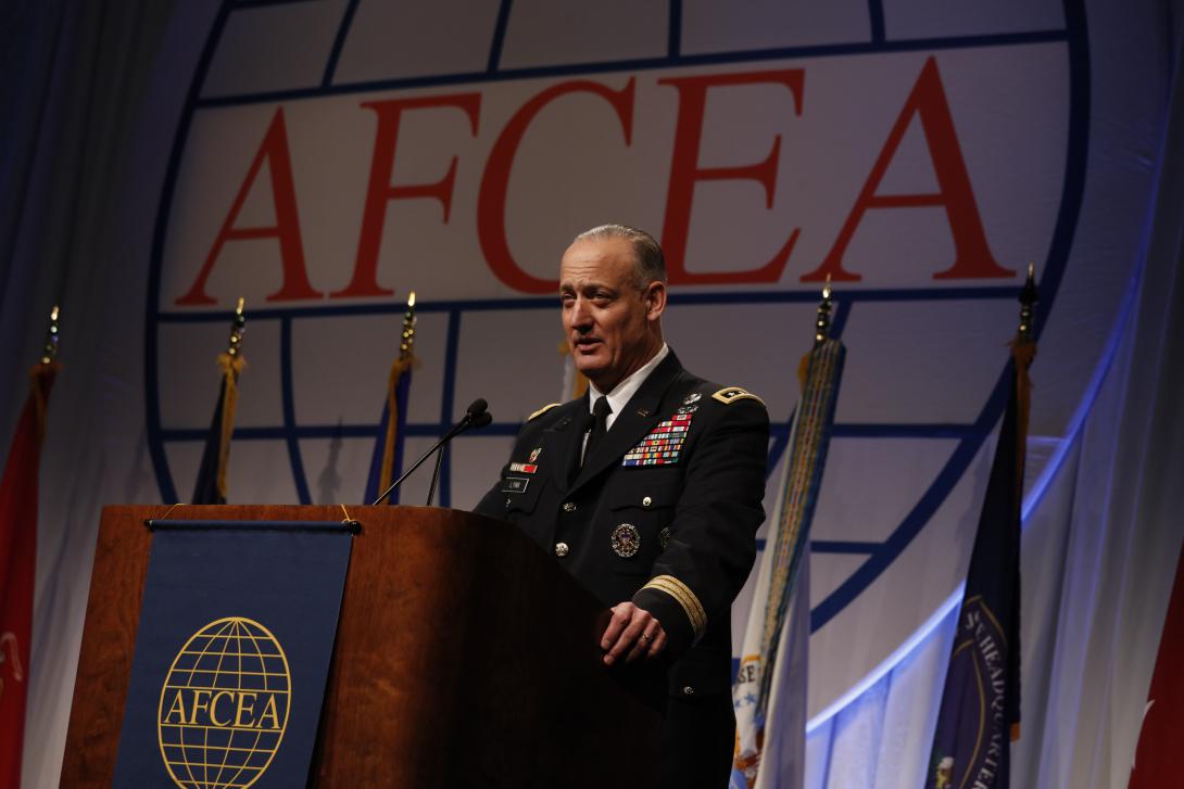 Lt. Gen. Alan R. Lynn, USA, DISA director, calls for closer cooperation between the agency and industry duirng the AFCEA 2016 DCOS.