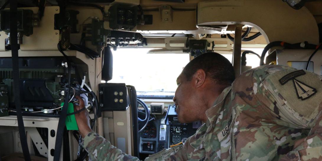 During the radio rodeo, the C5ISR Center places industry radios into an operationally relevant field environment to assess their ability to operate on the move in a contested, multidomain environment. (Photo Credit: U.S. Army Photo Courtesy of PEO C3T)