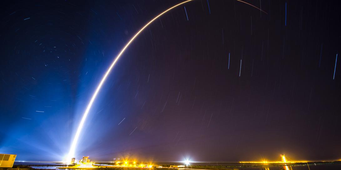 An Atlas V rocket carrying a Space-Based Infrared System Geosynchronous Earth Orbit satellite for an Air Force mission lifts off from Cape Canaveral Air Force Station, Florida, in January. DOD is proposing the creation of the U.S. Space Force to protect the space domain. Credit: United Launch Alliance