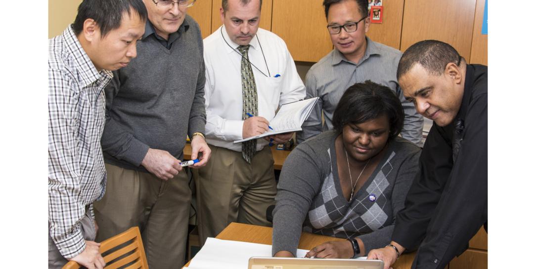 Members of DISA’s NetOps Solutions collaborate on innovative enhancements for capabilities that automate many key functions of DISA’s services and infrastructure. Photography by Kevin Headtke, DISA Visual Information Services Branch