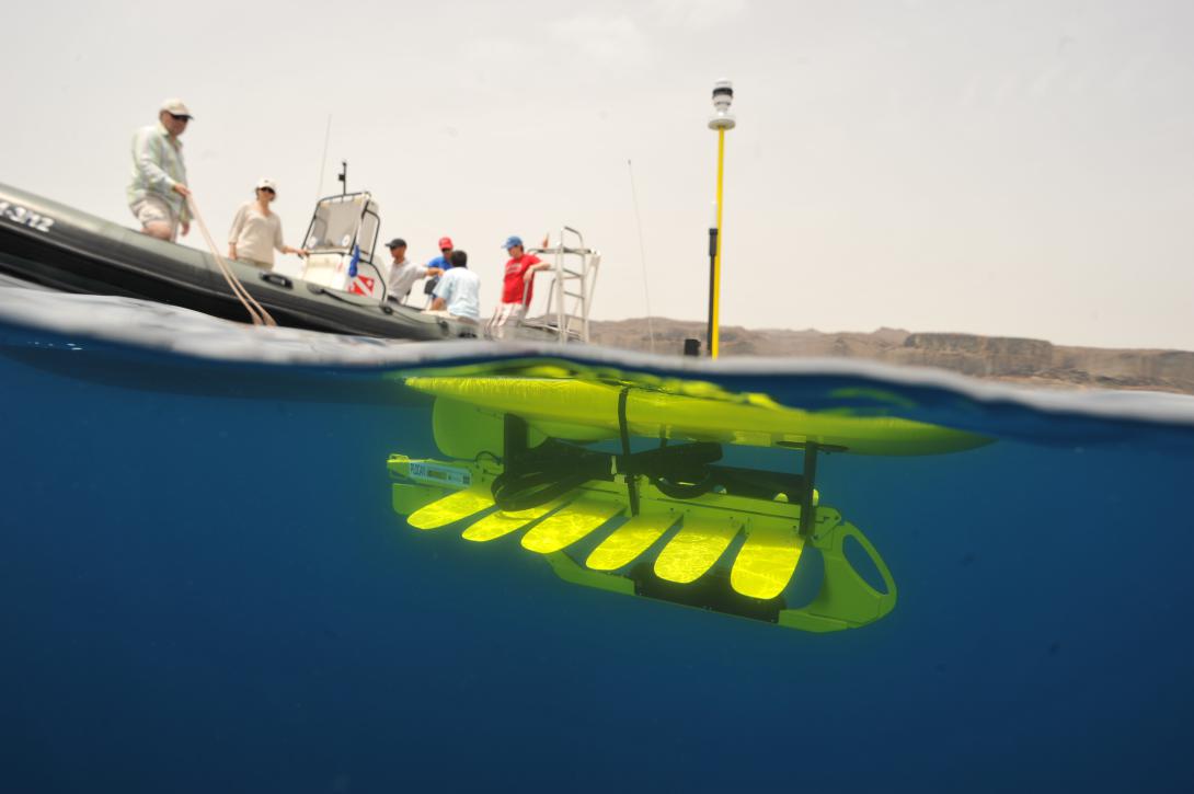 A Wave Glider SV2 moments before deployment.