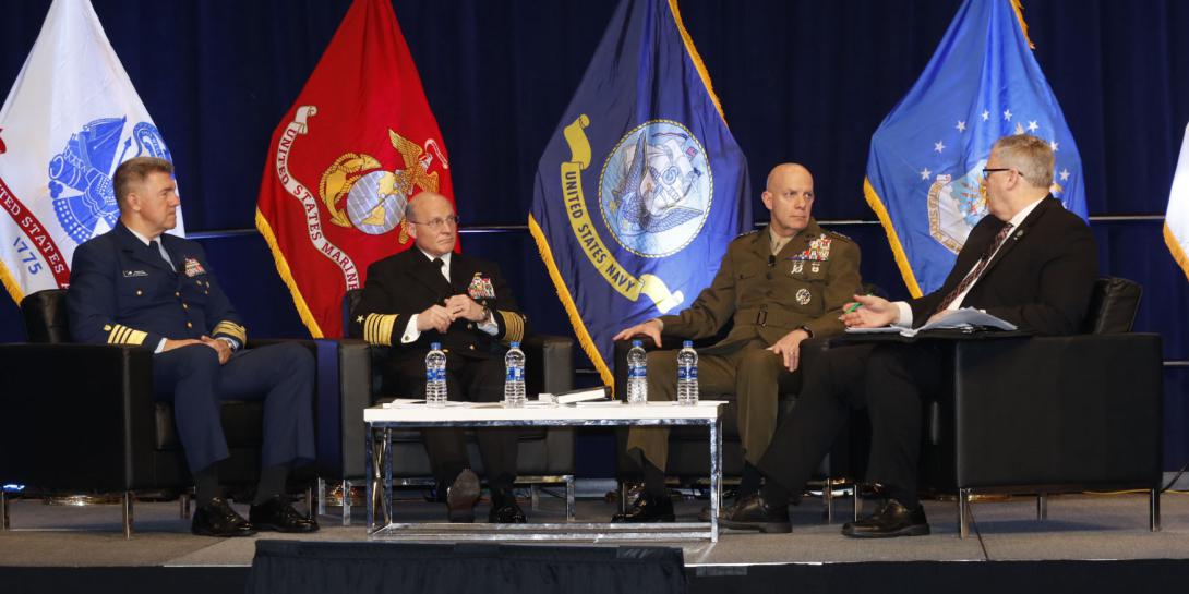 At WEST 2020, the sea service chiefs discuss the impact of the coronavirus on operations. Photo by Michael Carpenter
