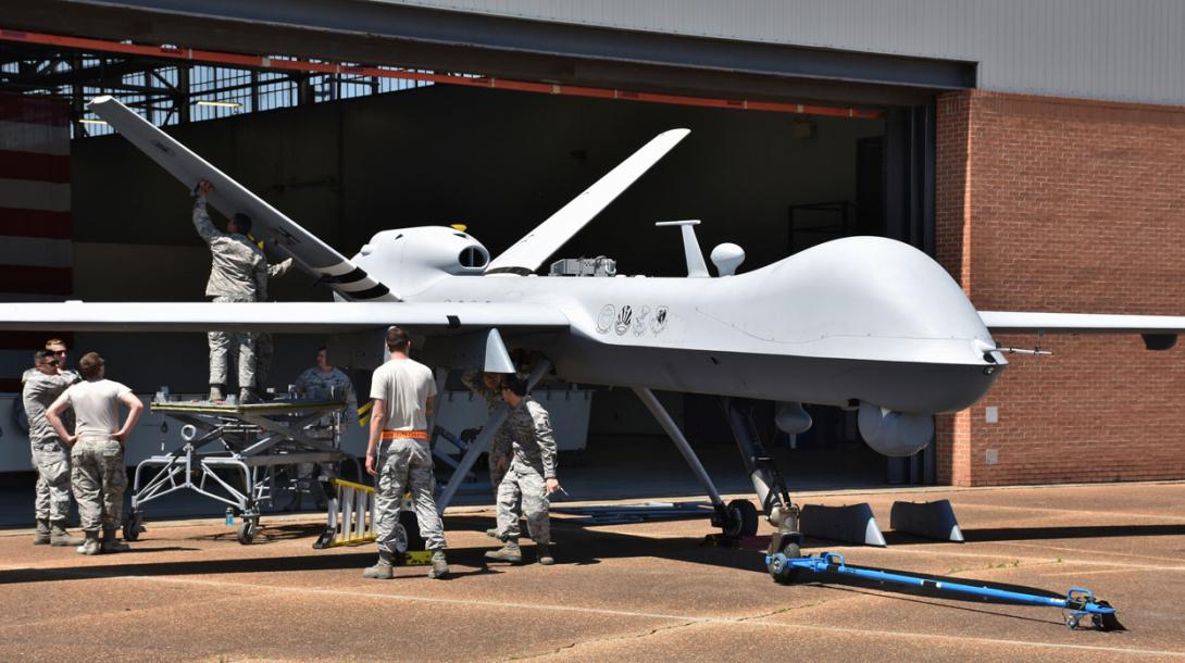 Today, unmanned aerial vehicle pilots control the Predator drone from the ground. Military leaders must prepare for the time when artificial intelligence matures enough to enable these aircraft to operate truly autonomously, including making decisions about air strikes. Credit: Michael Fitzsimmons/Shutterstock.com