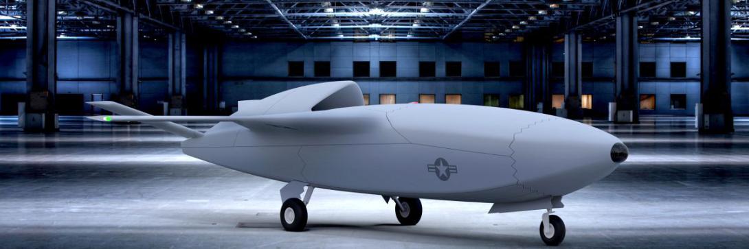 A conceptual design for a low-cost unmanned combat aerial vehicle produced at the Air Force Research Laboratory (AFRL) as part of its Skyborg program. Skyborg is one of a handful of Air Force technology programs designated as Vanguard initiatives and developed using AFRL’s new War Tech process.  Artwork courtesy of AFRL