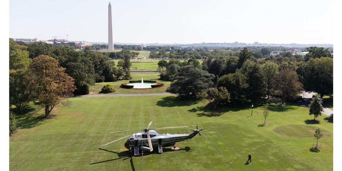 President Donald Trump departs from the South Lawn of the White House on September 6.  With the issuance of the new National Cyber Strategy, the president promises his administration "will act to further enable the Department of Homeland Security (DHS) to secure federal department and agency networks.” Credit: Shealah Craighead