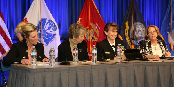 Women share stories of hurdles and triumphs at the Women in Cyber panel at West 2017. Photo by Mike Carpenter